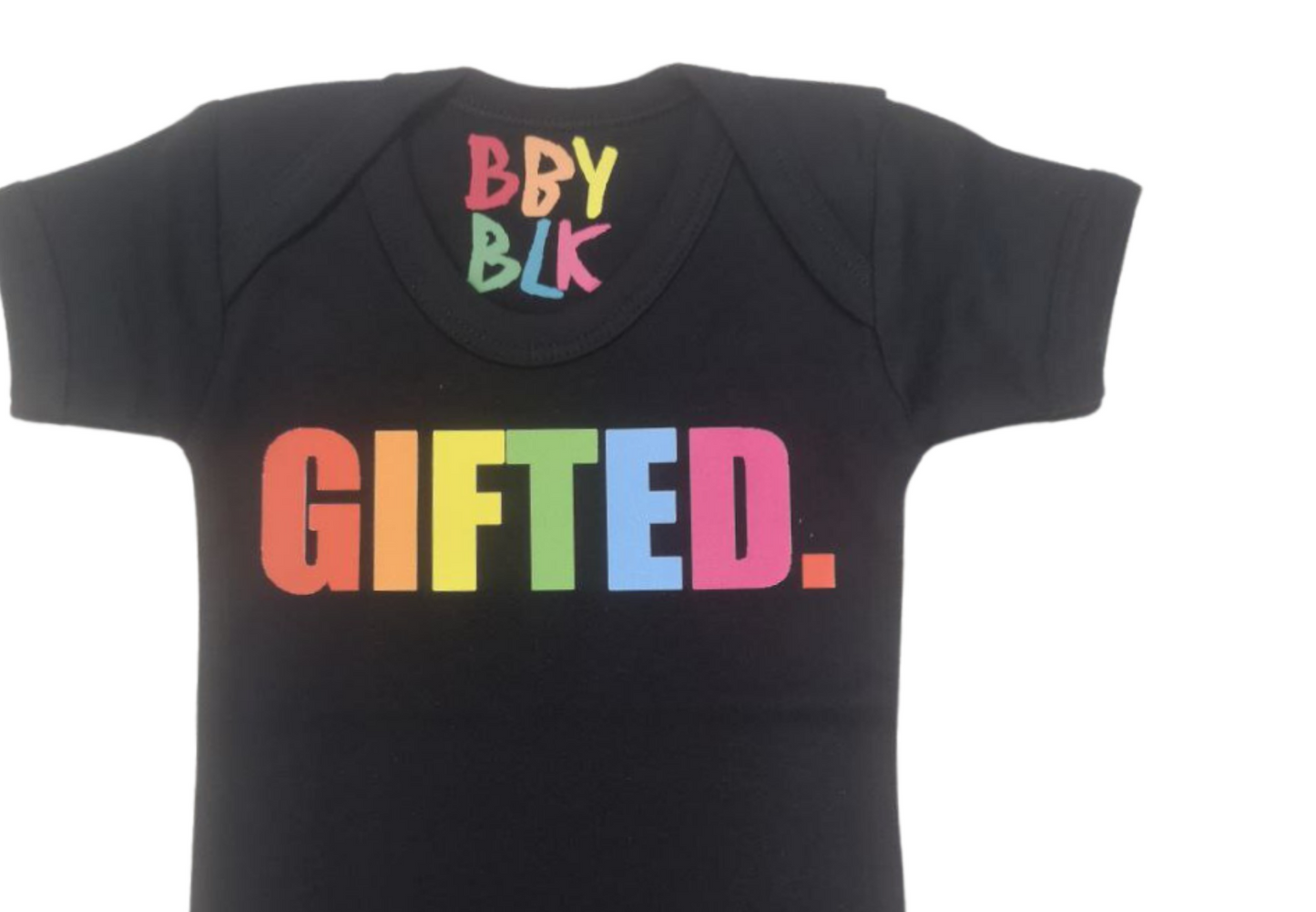 GIFTED. Baby Vest - Black & Multicoloured