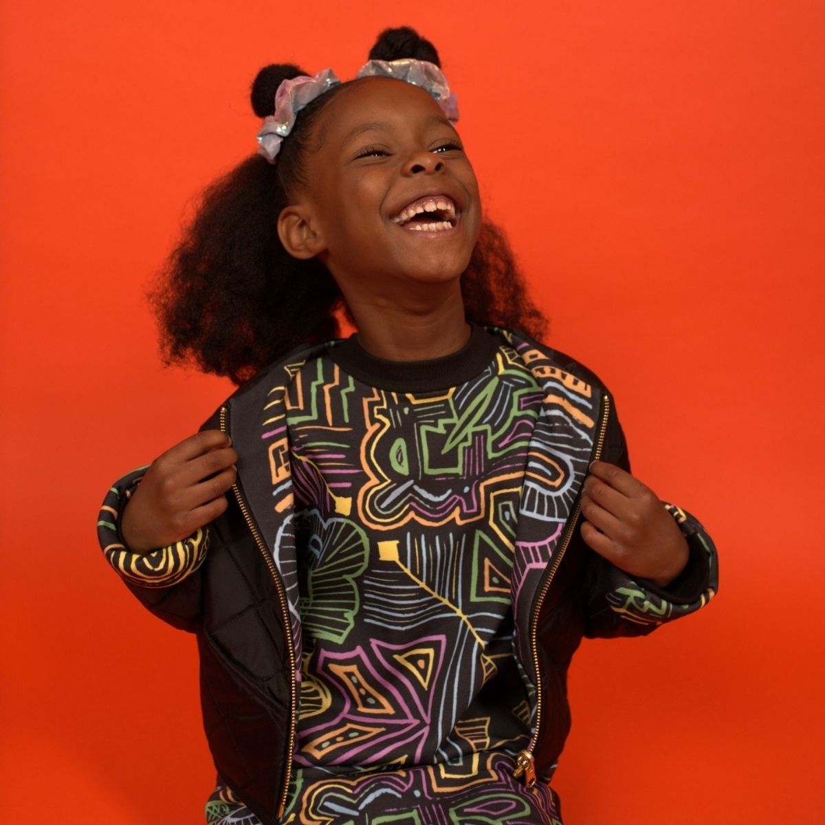 girl jacket black tribal print