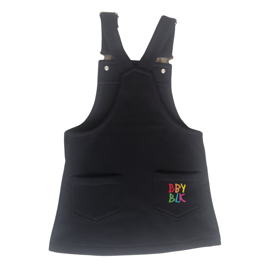 Scatter Dungaree Dress - Black & Multicoloured