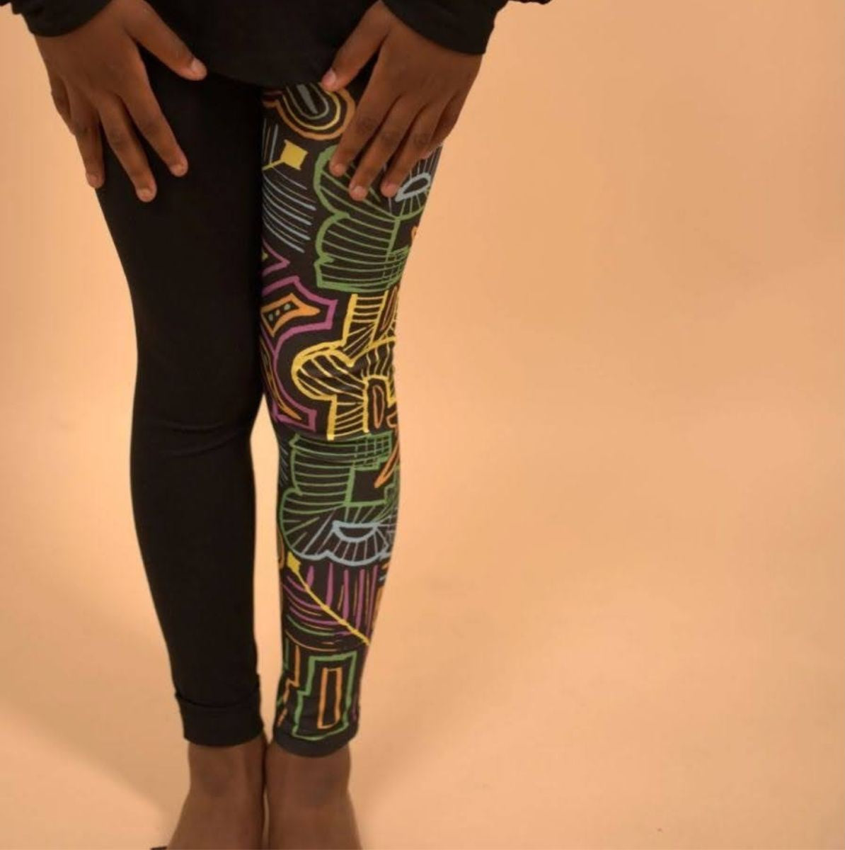 kid leggings black tribal